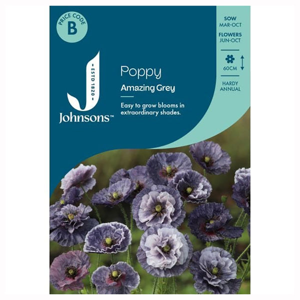 Johnsons Poppy Amazing Grey Seeds - DeWaldens Garden Centre