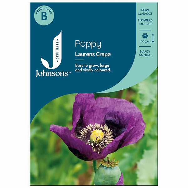 Johnsons Poppy Laurens Grape Seeds - DeWaldens Garden Centre