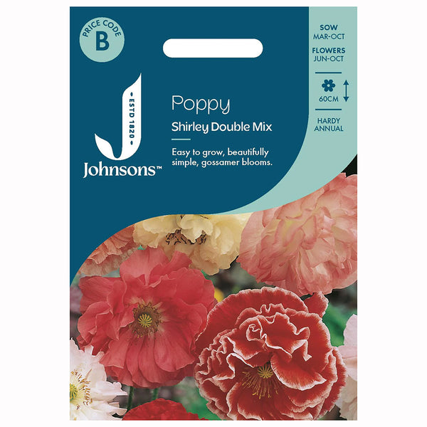 Johnsons Poppy Shirley Double Mix Seeds - DeWaldens Garden Centre
