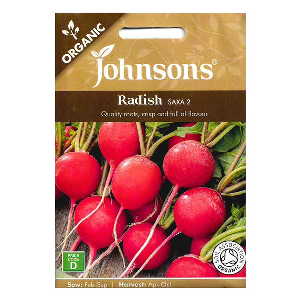 Johnsons Organic Radish Saxa 2 Seeds - DeWaldens Garden Centre