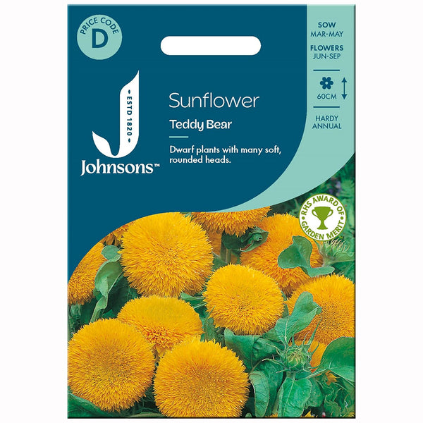 Johnsons Sunflower Teddy Bear Seeds - DeWaldens Garden Centre
