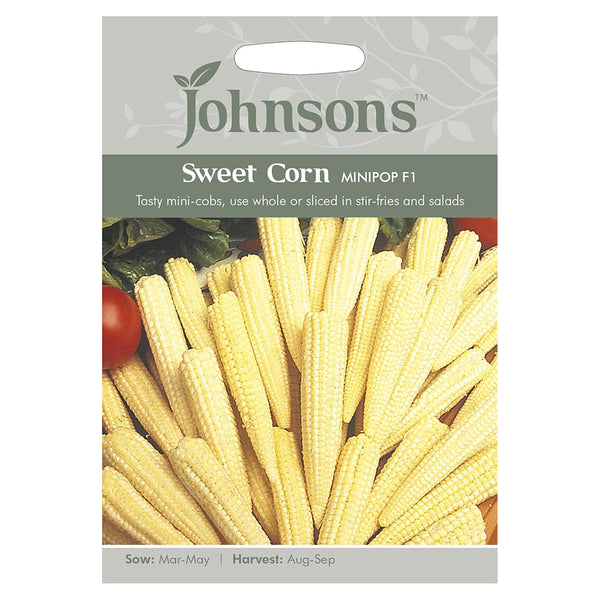 Johnsons Sweet Corn Minipop F1 Seeds - DeWaldens Garden Centre