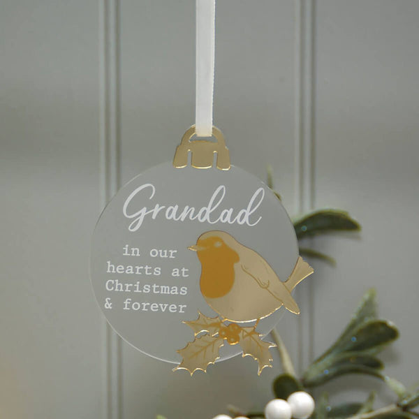 With Love At Christmas Acrylic Bauble With Gold Detail - DeWaldens Garden Centre