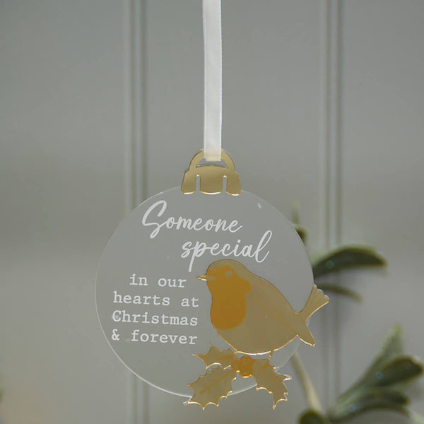 With Love At Christmas Acrylic Bauble With Gold Detail - DeWaldens Garden Centre