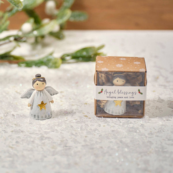 Christmas Tiny World Resin Angel Keepsake Ornament With Gift Box - DeWaldens Garden Centre