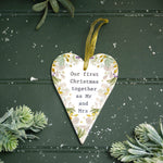 With Love At Christmas Raised Design With Gold Ceramic Heart Hanger - DeWaldens Garden Centre