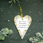 With Love At Christmas Raised Design With Gold Ceramic Heart Hanger - DeWaldens Garden Centre