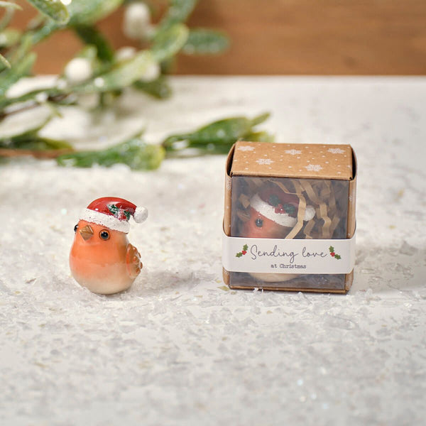 Christmas Tiny World Resin Robin Keepsake Ornament With Gift Box - DeWaldens Garden Centre