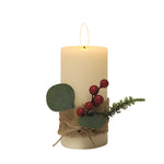 Straits LED Ivory Candle with Berry Decoration - DeWaldens Garden Centre