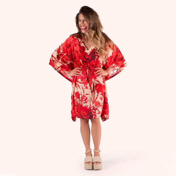 Powder Modal Beach Cover Up - SS26 Rouge Blooms - DeWaldens Garden Centre