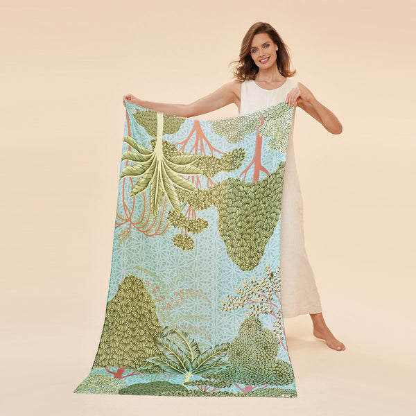 Powder Printed Secret Paradise Scarf - Aqua - DeWaldens Garden Centre