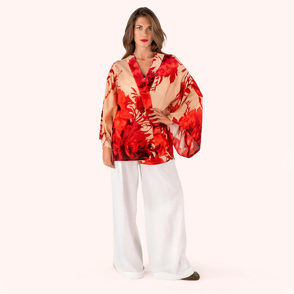 Powder Modal/Cupro Short Kimono Jacket - DeWaldens Garden Centre