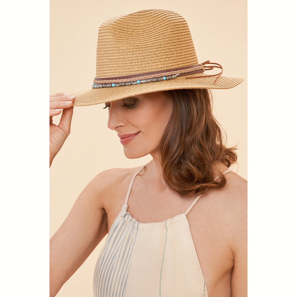 Powder Thalia Hat - Caramel with Embossed Beads - DeWaldens Garden Centre