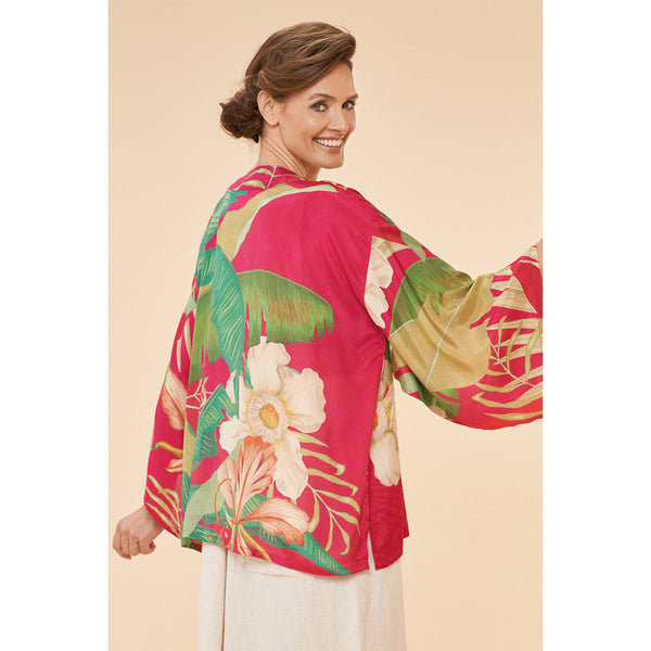 Powder Delicate Tropical Kimono Jacket - Dark Rose - DeWaldens Garden Centre