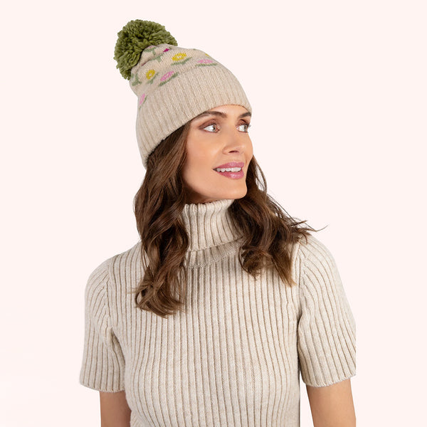 Powder Willow Ditsy Flower Pom Pom Hat - DeWaldens Garden Centre