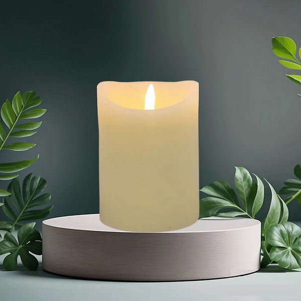 Premier FlickaBright Textured Candle - Cream - DeWaldens Garden Centre