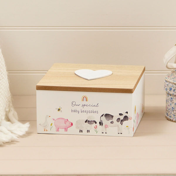 Mini Farm Our Special Baby Keepsakes Wood Box with Lid - DeWaldens Garden Centre