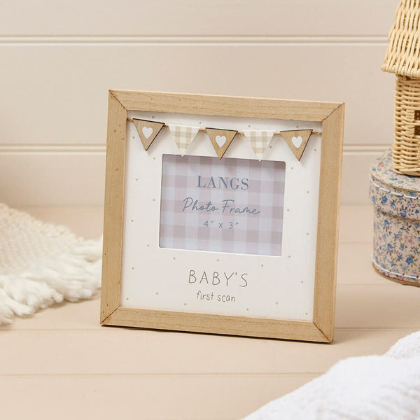 Baby’s First Scan Wood Photo Frame with Bunting - DeWaldens Garden Centre
