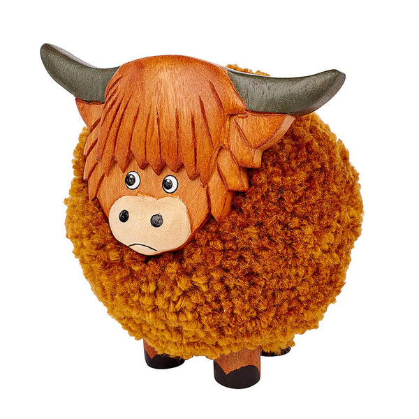 Highland Cow Pom Pom Ornament - DeWaldens Garden Centre