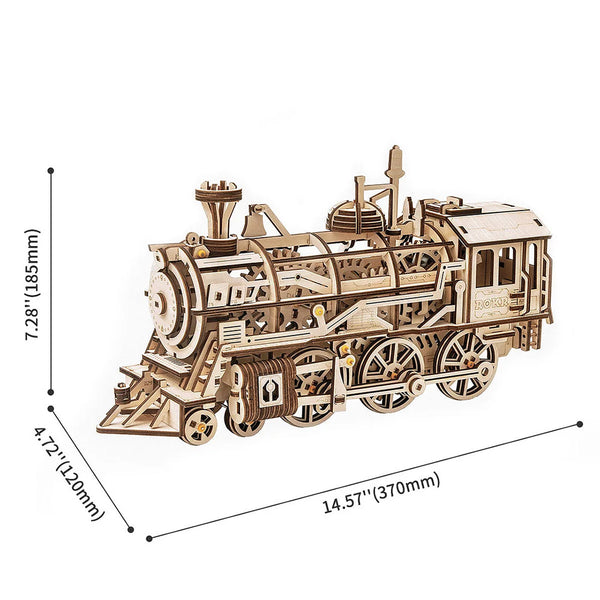 Robotime 3D Wooden Puzzle - Locomotive Mechanical Gears - DeWaldens Garden Centre