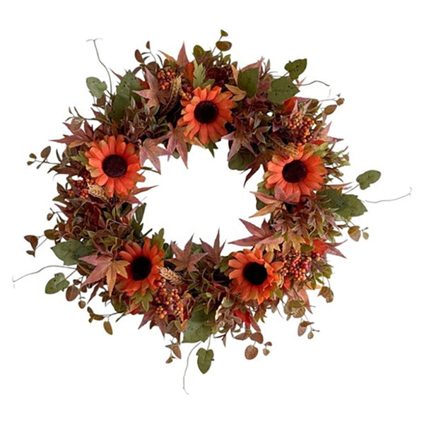 Straits Orange Gerbera Wreath 40cm - DeWaldens Garden Centre