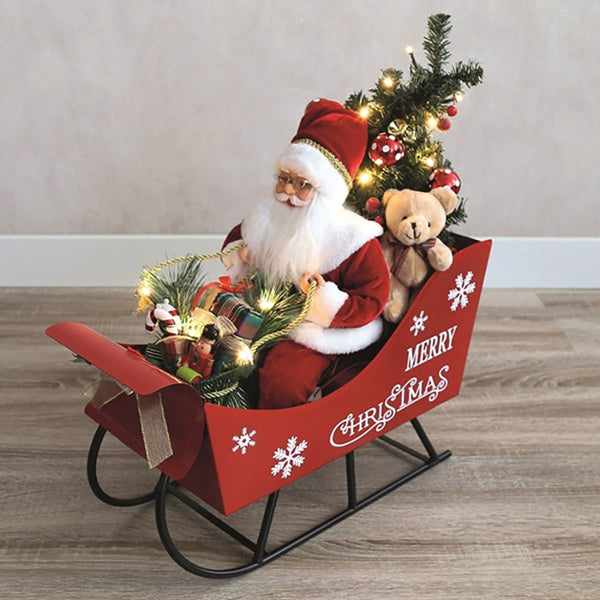 Straits Musical Santa In Sleigh 60cm - DeWaldens Garden Centre