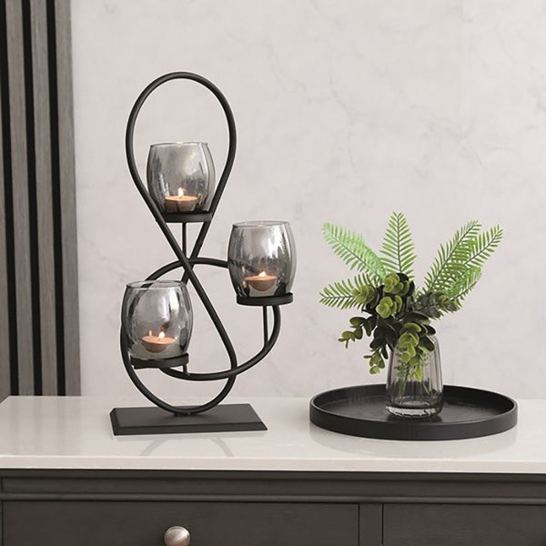 Straits Smoke Grey 3 Tea Light Holder - DeWaldens Garden Centre
