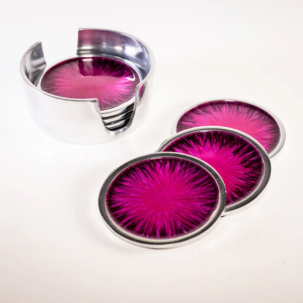 Tilnar Art Brushed Pink Coaster Set Of 6 - 9cm - DeWaldens Garden Centre