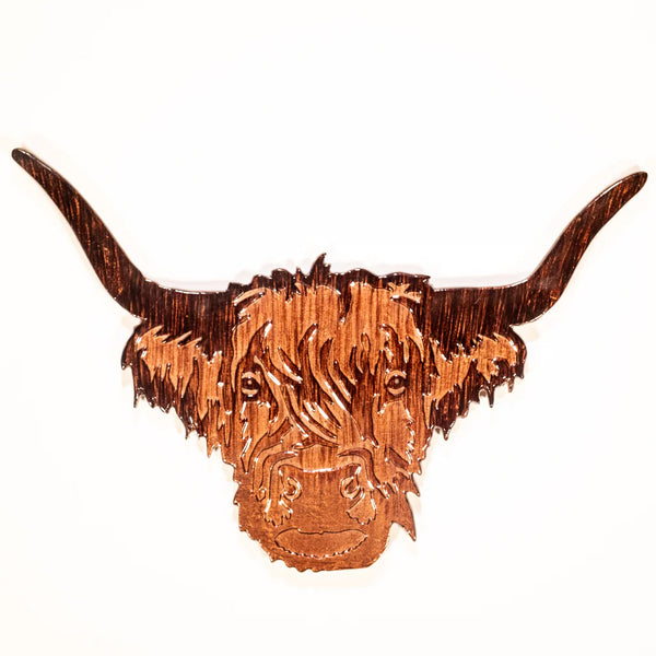 Tilnar Art Brushed Highland Cow Head 50cm - DeWaldens Garden Centre