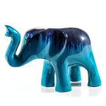 Tilnar Art Brushed Aqua Elephant - Trunk Up - DeWaldens Garden Centre