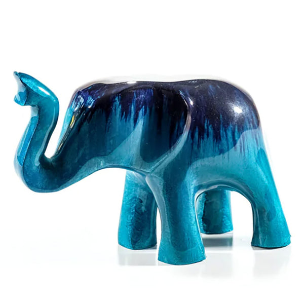 Tilnar Art Brushed Aqua Elephant - Trunk Up - DeWaldens Garden Centre