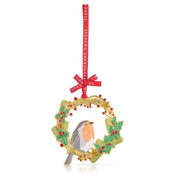 Tipperary Sparkle Decoration - Robin & Wreath - DeWaldens Garden Centre