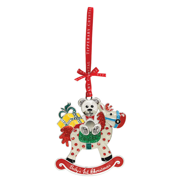 Tipperary Sparkle Decoration - Baby's 1st Christmas Rocking Horse - DeWaldens Garden Centre