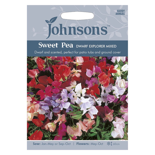 Johnsons Sweet Pea Dwarf Explorer Mixed Seeds - DeWaldens Garden Centre