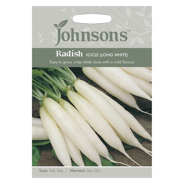 Johnsons Radish Icicle (Long White) Seeds - DeWaldens Garden Centre