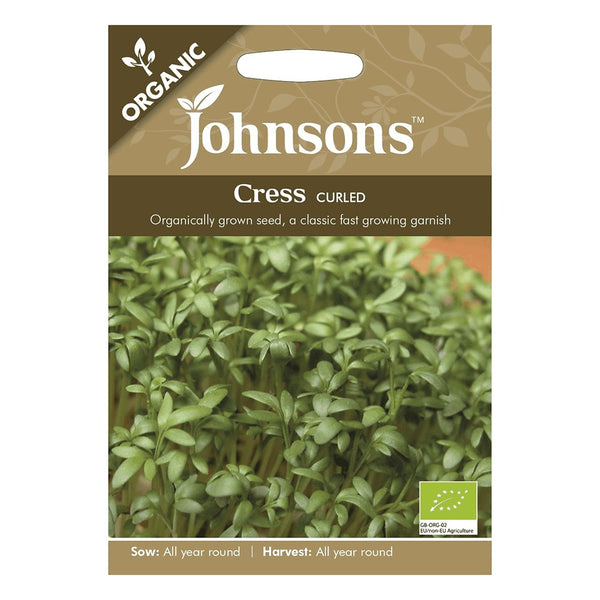 Johnsons Organic Cress Curled Seeds - DeWaldens Garden Centre