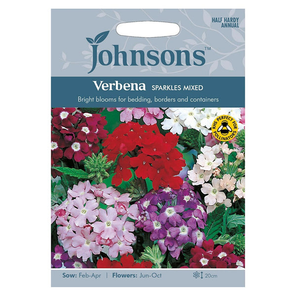 Johnsons Verbena Sparkles Mixed Seeds - DeWaldens Garden Centre