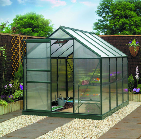 Gardman Aluminium Frame Greenhouse with base & Polycarbonate Sheets | 8 ft x 6 ft | DeWaldens Garden Centre
