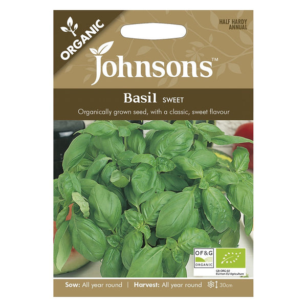 Johnsons Organic Basil Sweet Seeds - DeWaldens Garden Centre