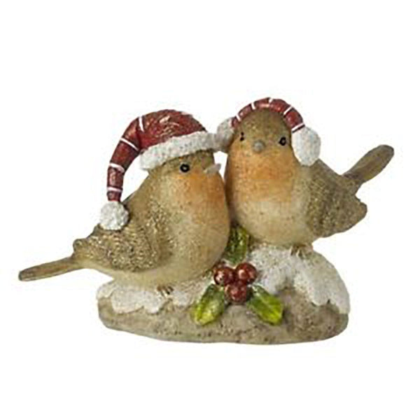 Heaven Sends Bird Couple On Stone W/Holly - DeWaldens Garden Centre