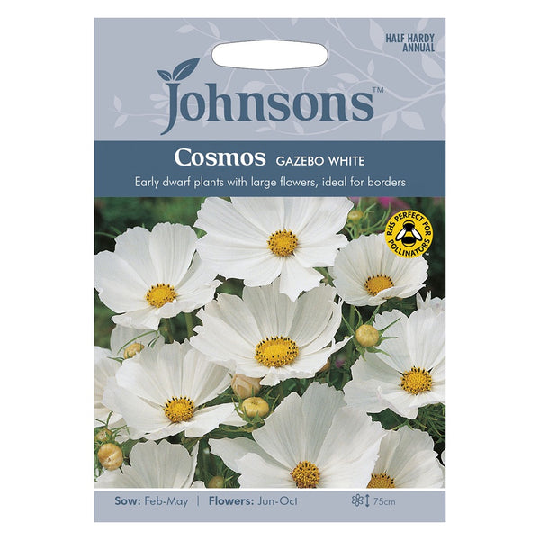 Johnsons Cosmos Gazebo White Seeds - DeWaldens Garden Centre