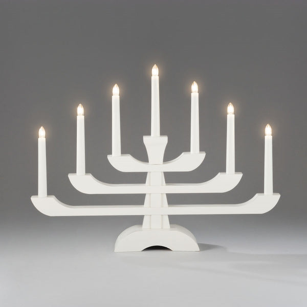 Konstsmide Wooden Candlestick 7 Lights | White | DeWaldens Garden Centre