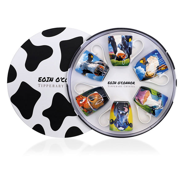 Eoin O'Connor Cow Set of 6 Mugs in Hat Box - DeWaldens Garden Centre