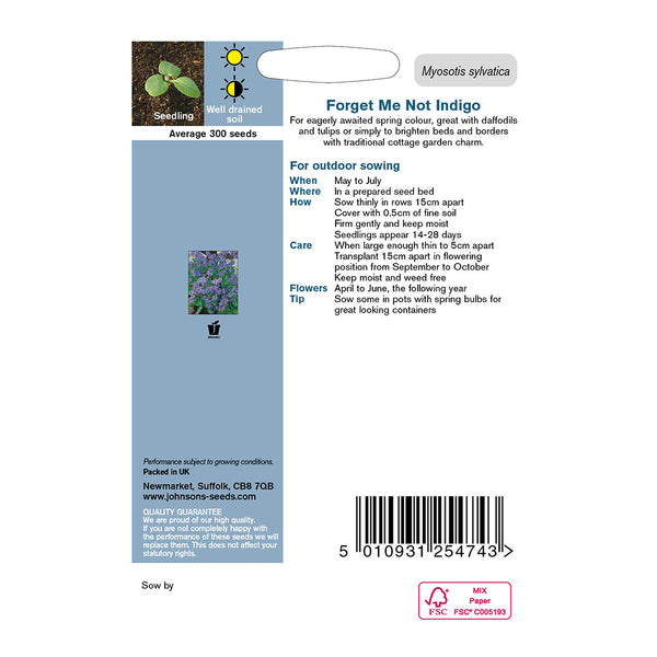 Johnsons Forget Me Not Indigo Seeds - DeWaldens Garden Centre