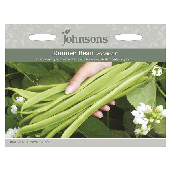 Johnsons Runner Bean Moonlight Seeds - DeWaldens Garden Centre