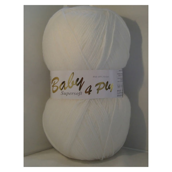 Woolcraft Baby Soft 4ply Yarn - 100g White - DeWaldens Garden Centre