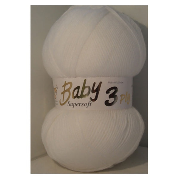 Woolcraft Baby Soft 3ply Yarn - 100g White - DeWaldens Garden Centre