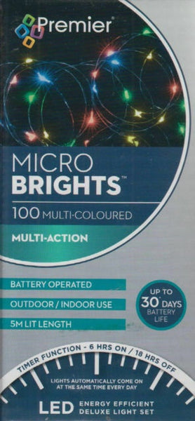 Premier 100 Battery Operated Lights Multi-Colour - MicroBrights - DeWaldens Garden Centre