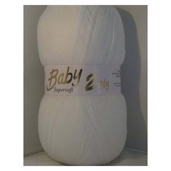 Woolcraft Baby Soft 2ply Yarn - 100g White - DeWaldens Garden Centre