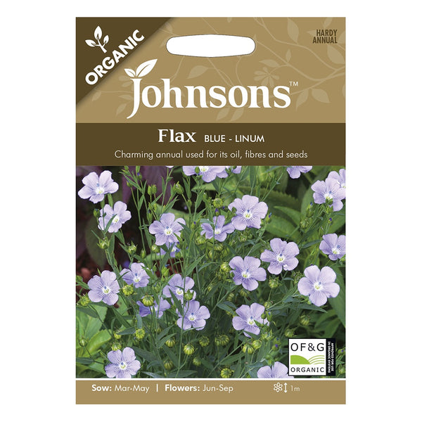 Johnsons Organic Flax Blue - Linum Seeds - DeWaldens Garden Centre